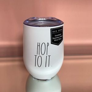 Rae Dunn HOP TO IT Wine tumbler with lid